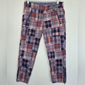J. Crew Pants Size 2 City Fit Capris Y2K Madras Plaid Patchwork Ankle Zips